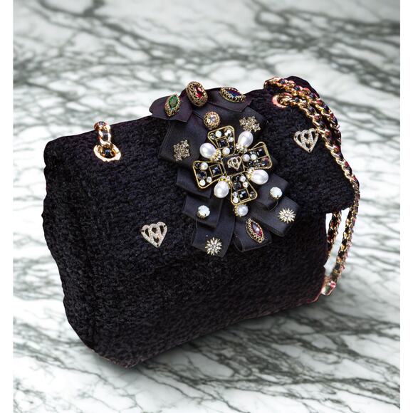 Minime Paris Handbags - Minime Paris XS Soft Structured Bag, Black Tweed, NWT